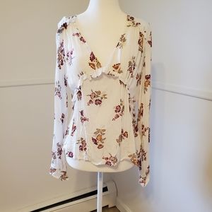 American Rag floral print ruffle detail top
